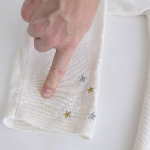 Vintage  Tiara Cream Ugly Christmas Beaded Reindeer Zip Up Cardigan Sweater XL - Picture 14 of 16